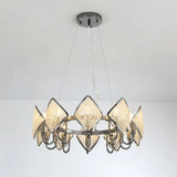 Postmodern Ring Ceiling Chandelier With Rhombus Crystal Shade - Elegant Metal Living Room Light