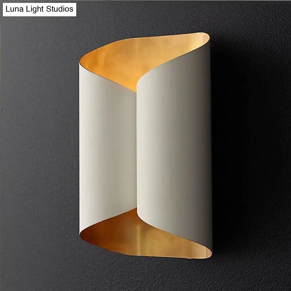 Postmodern Roll Shape Metal Wall Lamp Sconce - 2-Bulb Mount Light For Stairs