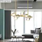 Postmodern Seeded Crystal Suspension Globe Light With 6 Heads - Ideal For Dining Rooms