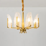 Postmodern Seedy Glass Gold Leaf-Shaped Chandelier Light For Living Room Ceiling 8 /