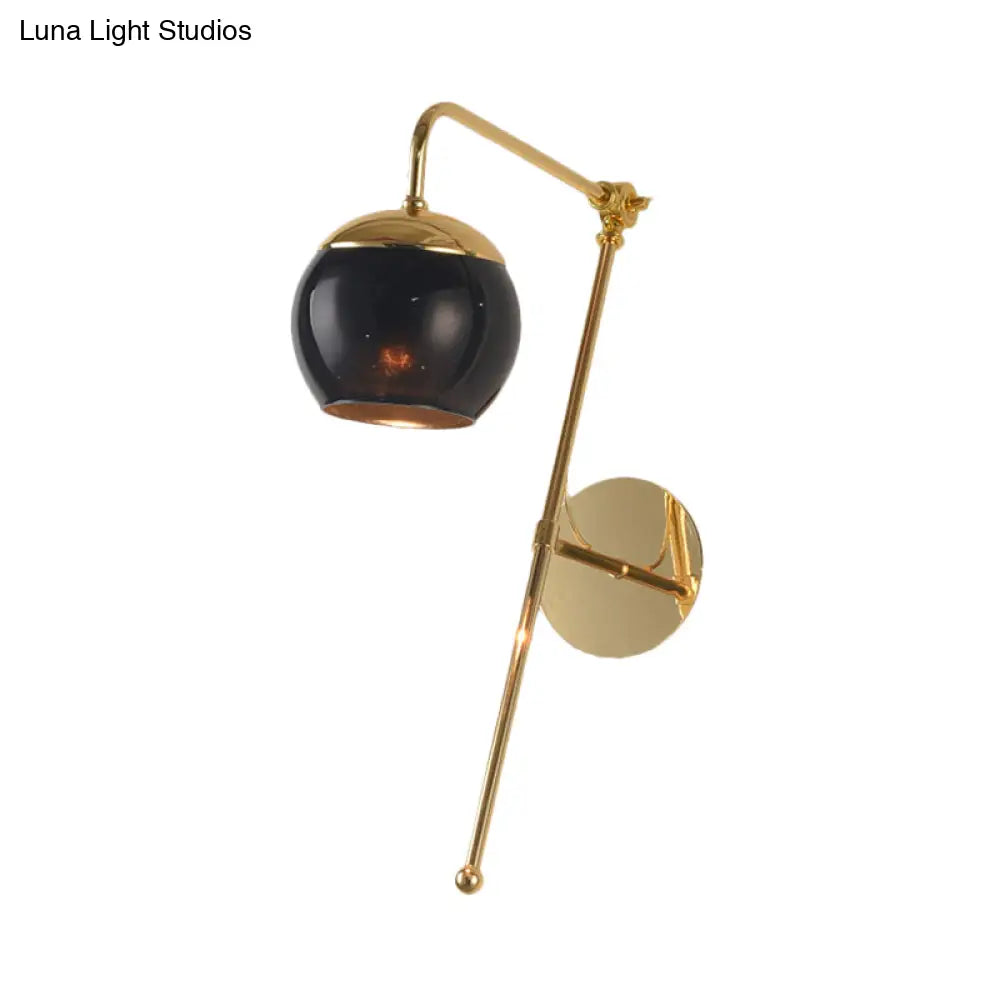 Postmodern Swing Arm Wall Sconce Light With Clear Glass Shade In Black/Gold