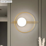 Postmodern Wall Mounted Sconce Light With White Glass Shade In Black/Brass