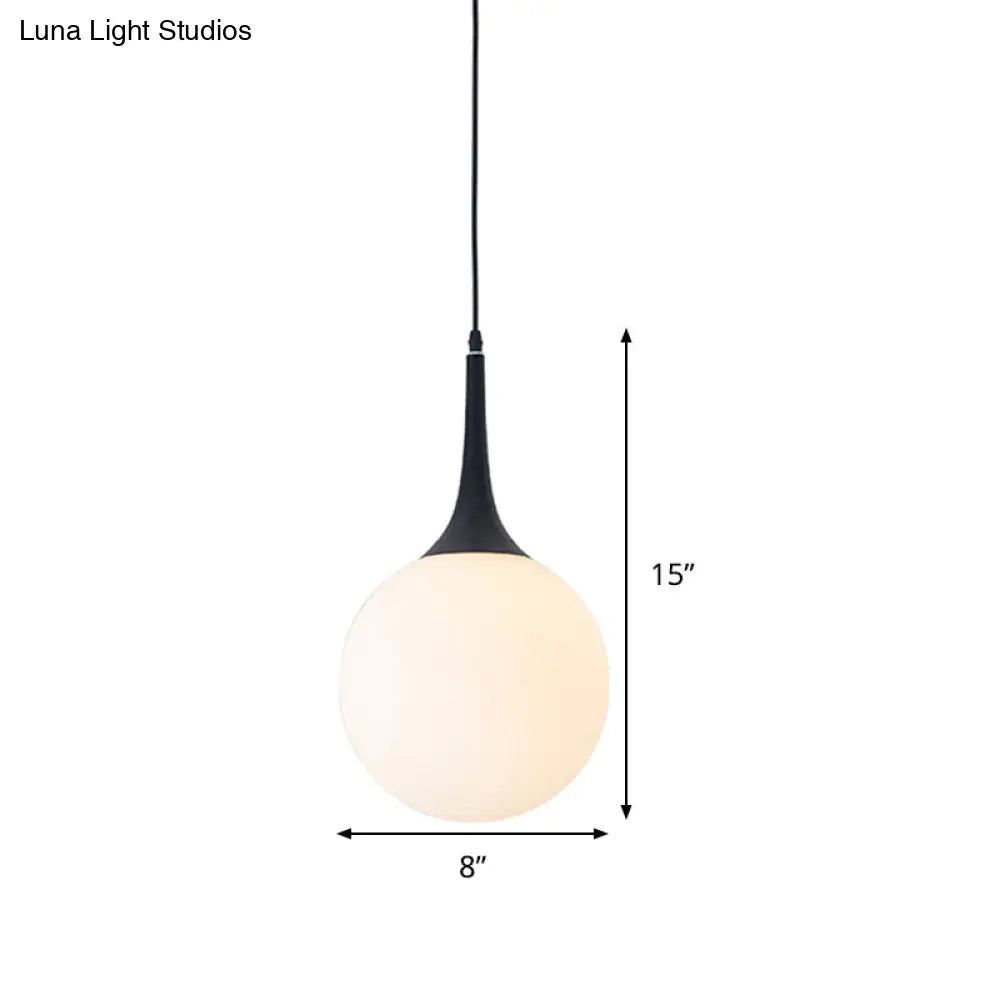 Postmodern White Glass Sphere Ceiling Light Pendant - 1 Head 6’/8’/12’ Wide