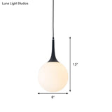 Postmodern White Glass Sphere Ceiling Light Pendant - 1 Head 6’/8’/12’ Wide