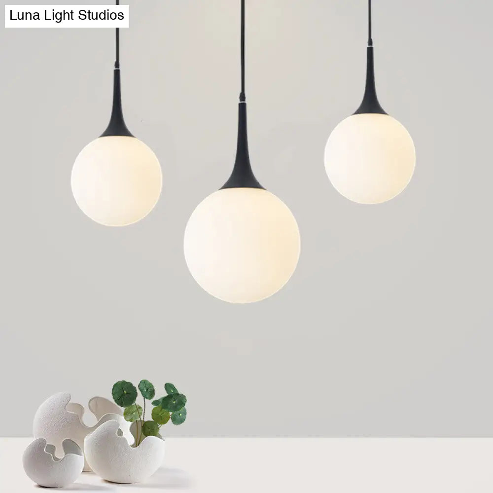Postmodern White Glass Sphere Ceiling Light Pendant - 1 Head 6’/8’/12’ Wide
