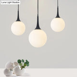 Postmodern White Glass Sphere Ceiling Light Pendant - 1 Head 6’/8’/12’ Wide