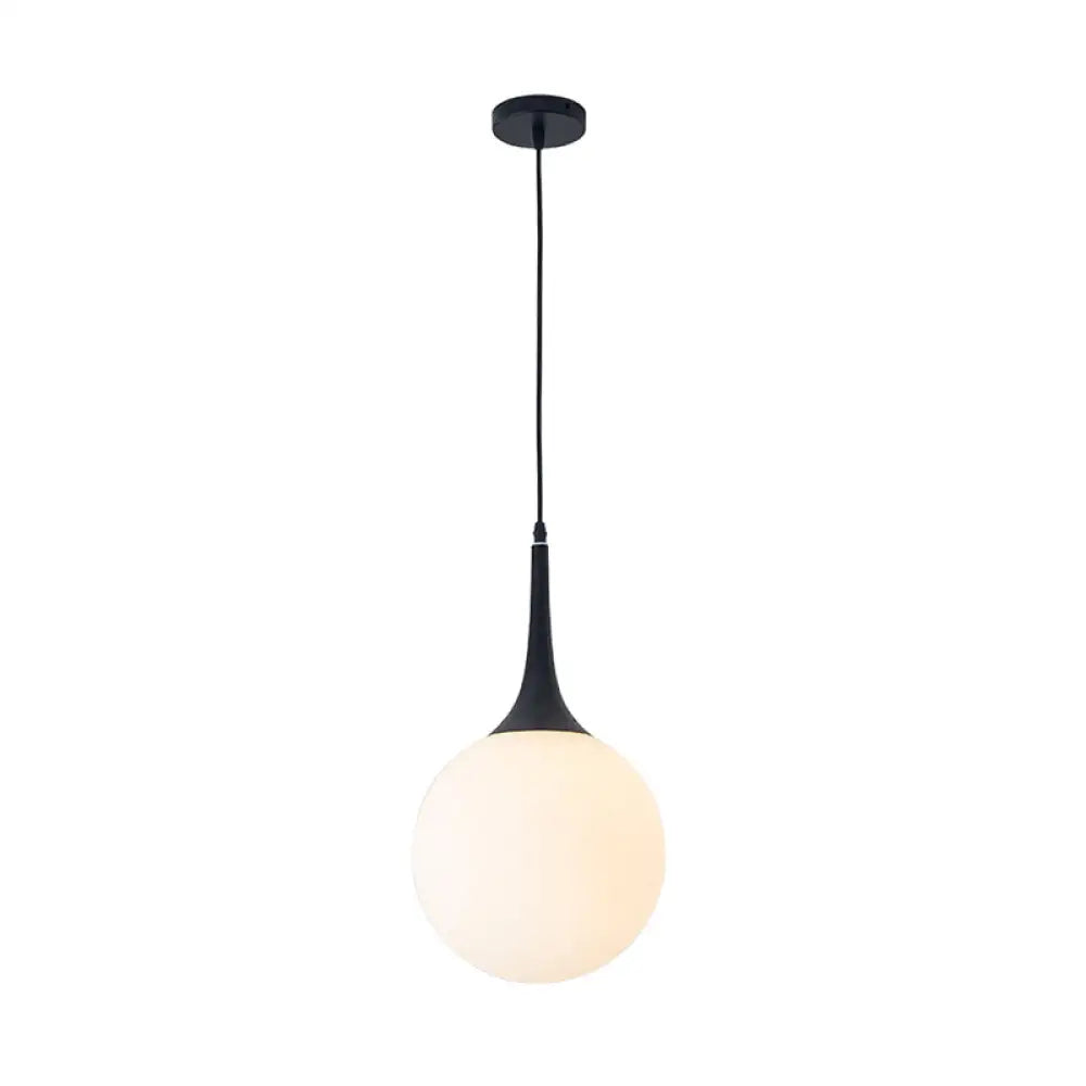 Postmodern 1 Head White Glass Sphere Pendant Light - 6/8/12 Wide Ceiling Hanging Fixture