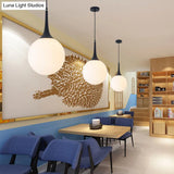 Postmodern White Glass Sphere Ceiling Light Pendant - 1 Head 6’/8’/12’ Wide
