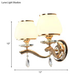 Postmodern White Glass Wall Sconce With Crystal Drop