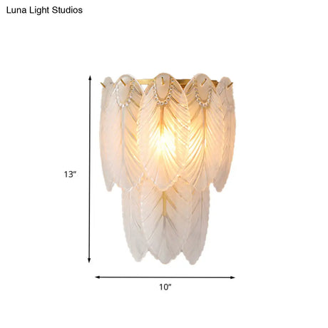 Postmodern White Prismatic Glass Tiered Wall Light Fixture - 2/3 Lights Corridor Sconce