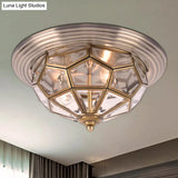 Prism Bedroom Flush Mount Light Clear Beveled Glass Brass Finish 14’/18’ 2/3 Bulbs
