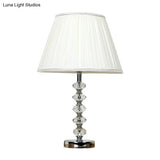 Prismatic Crystal 1-Light Nightstand Lamp In White For Conical Bedroom Night Table