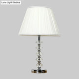 Prismatic Crystal 1-Light Nightstand Lamp In White For Conical Bedroom Night Table