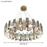 Prismatic Crystal Chandelier Pendant: Minimalist Round Brass Finish Hanging Light