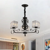 Prismatic Crystal Chandelier Suspension Lamp - Nordic Trapezoid Design | Black 3/6-Head 3 /