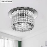 Prismatic Crystal Cylinder Ceiling Lamp - Modern Led Flush Mount Lighting In Warm/White Light