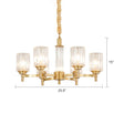 Prismatic Crystal Glass Brass Chandelier: Minimalistic Cylindrical Suspension Light For Restaurants