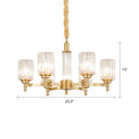 Prismatic Crystal Glass Brass Chandelier: Minimalistic Cylindrical Suspension Light For Restaurants