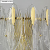 Prismatic Crystal Leaf Wall Sconce - Minimalist Gold Light Fixture (2 Lights)