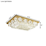 Prismatic Crystal Led Flush Mount Ceiling Light In Modern Rectangular Design - Gold