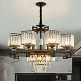 Prismatic Crystal Vintage Square Chandelier In Black - Ceiling Suspension Lamp 12 /