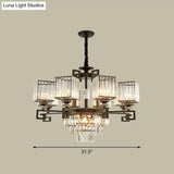 Prismatic Crystal Vintage Square Chandelier In Black - Ceiling Suspension Lamp