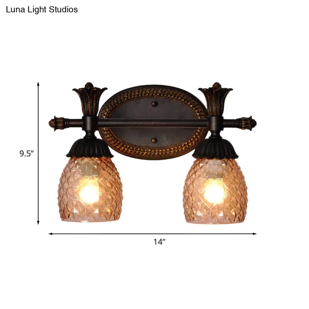 Prismatic Glass Bathroom Vanity Mirror Light - Traditional Rust Finish Pineapple-Inspired Design