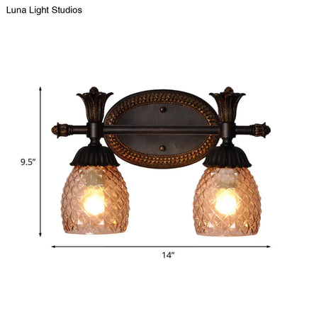 Prismatic Glass Bathroom Vanity Mirror Light - Traditional Rust Finish Pineapple-Inspired Design