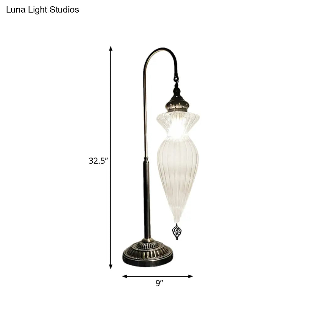 Prismatic Glass Bronze Nightstand Lamp - Art Deco Gourd/Fish Bedroom Night Light