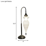 Prismatic Glass Bronze Nightstand Lamp - Art Deco Gourd/Fish Bedroom Night Light