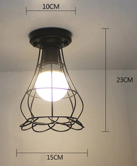Vintage Ceiling Lights Lustre Luminaria Led Lamp Loft Iron Cage Fixtures Lighting