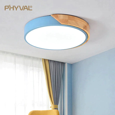 Nordic Wooden Ceiling Lamp Dimmable Led Lights Round 30-60 Size Diameter Ultra-Thin 5 Cm High 7