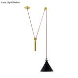 Pulley Pendant Lamp With Adjustable Height Modern Single Light Hanging Fixture For Kitchen Hallway
