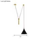 Pulley Pendant Lamp With Adjustable Height Modern Single Light Hanging Fixture For Kitchen Hallway