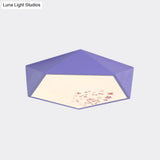 Purple Faceted Pentacle Macaron Iron Led Flush Mount Ceiling Light With Flower Pattern - Stylish