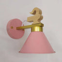 Pyramid Hallway Kindergarten Wall Light - Macaron Sconce With A Single Metal Bulb For Stylish Touch