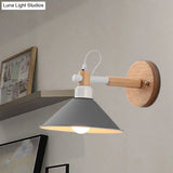 Pyramid Macaroon Wall Sconce: Metal And Wood 1-Light Lamp For Dining Room