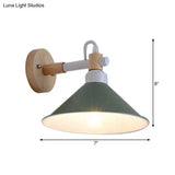 Pyramid Macaroon Wall Sconce: Metal And Wood 1-Light Lamp For Dining Room