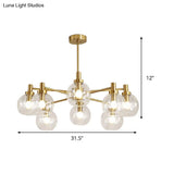 Radial Clear Glass Gold Chandelier Light Fixture - Postmodern Hanging With 8/12 Lights