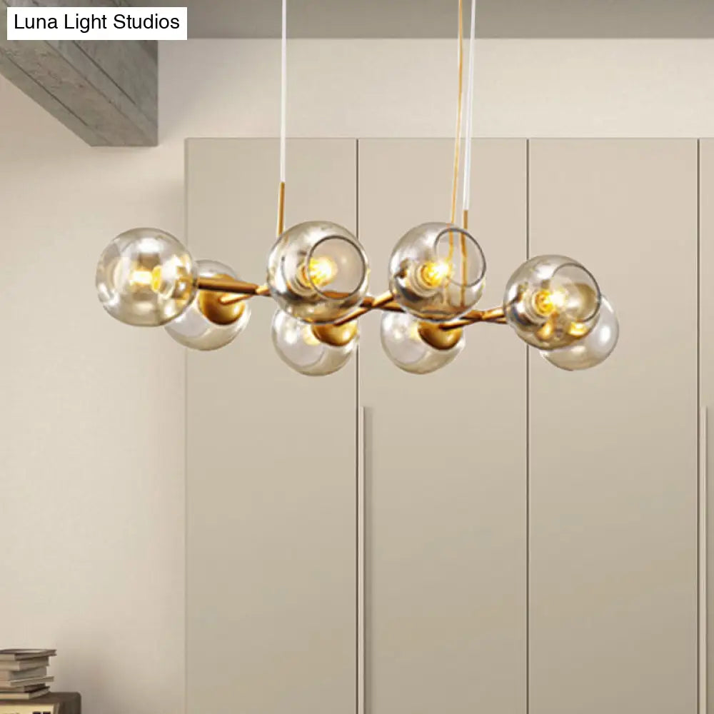 Radial Glass Chandelier - Modern Black/Gold Suspension Lamp (8/12 Lights)