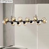Radial Glass Chandelier - Modern Black/Gold Suspension Lamp (8/12 Lights)