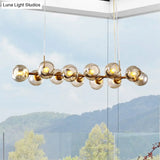 Radial Glass Chandelier - Modern Black/Gold Suspension Lamp (8/12 Lights)