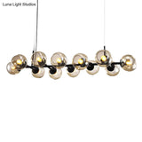 Radial Glass Chandelier - Modern Black/Gold Suspension Lamp (8/12 Lights)