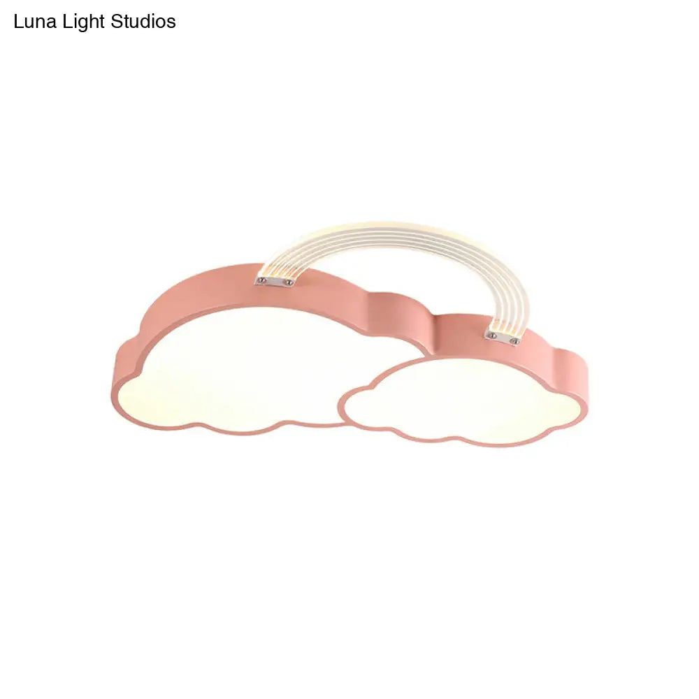 Rainbow Cloud Led Pink Flushmount For Child’s Bedroom