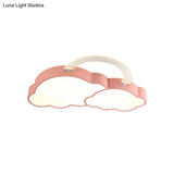 Rainbow Cloud Led Pink Flushmount For Child’s Bedroom