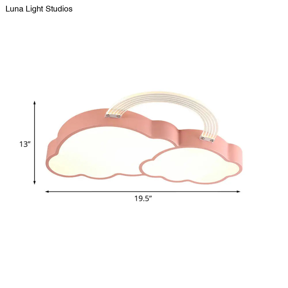 Rainbow Cloud Led Pink Flushmount For Child’s Bedroom