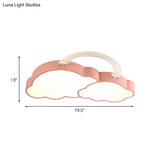 Rainbow Cloud Led Pink Flushmount For Child’s Bedroom