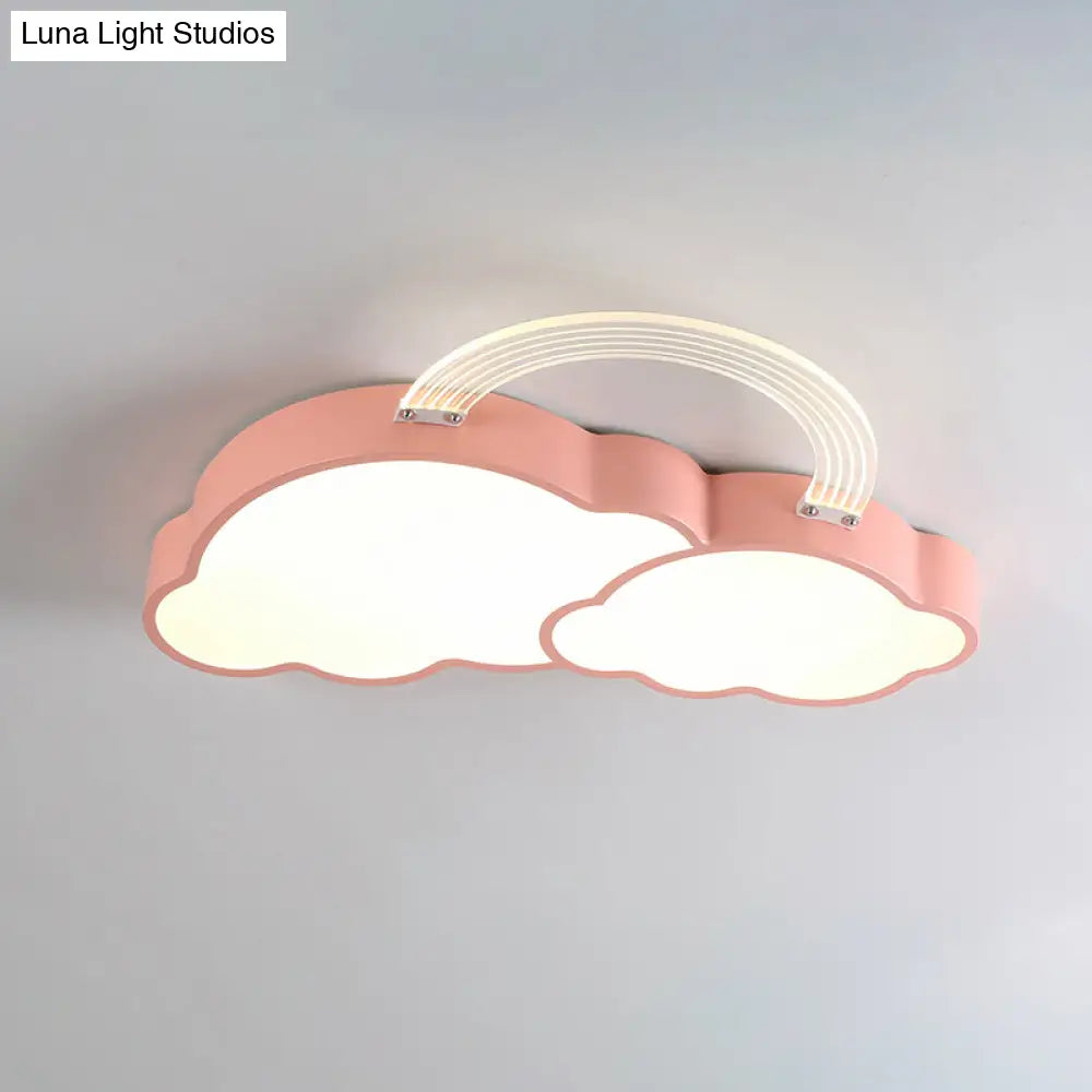 Rainbow Cloud Led Pink Flushmount For Child’s Bedroom