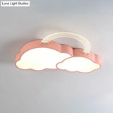 Rainbow Cloud Led Pink Flushmount For Child’s Bedroom