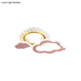 Rainbow Cloud Led Pink Flushmount For Child’s Bedroom